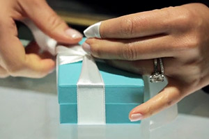 A small jewelry box in Tiffany's Blue.